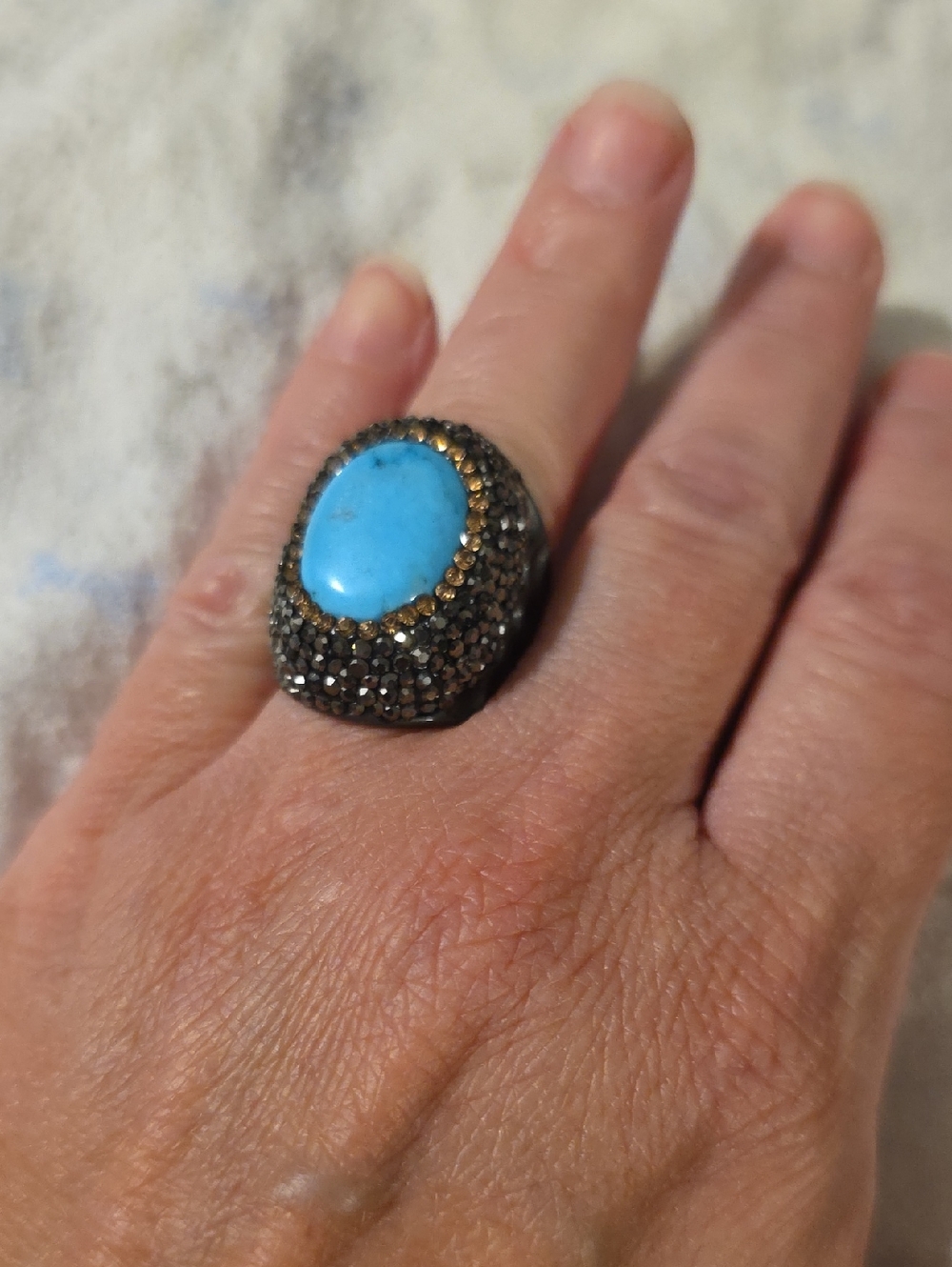 REAL Turquoise Stone Dome Cocktail Ring